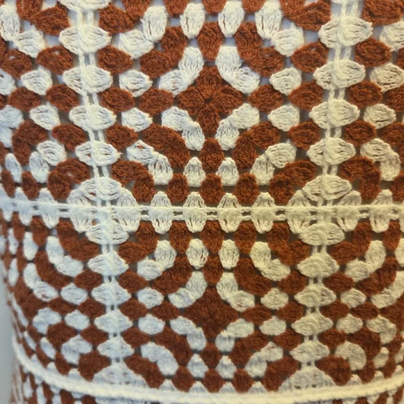 Brown and White Crotchet Spaguetti Straps Dress, Size M. - Picture 9 of 14